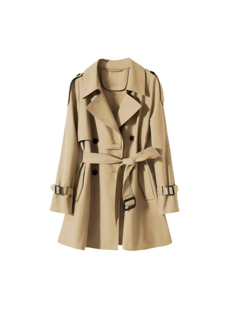 Orange Short Trench Coat for Women Elegant and Casual Style 2024 Spring New Model Three-Dimensional Silhouette Light