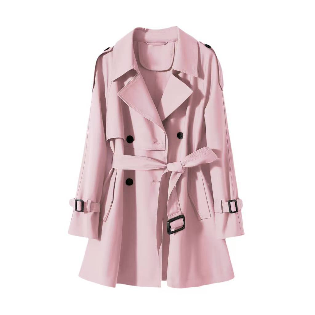 Orange Short Trench Coat for Women Elegant and Casual Style 2024 Spring New Model Three-Dimensional Silhouette Light