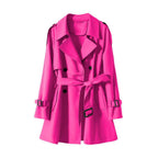Orange Short Trench Coat for Women Elegant and Casual Style 2024 Spring New Model Three-Dimensional Silhouette Light