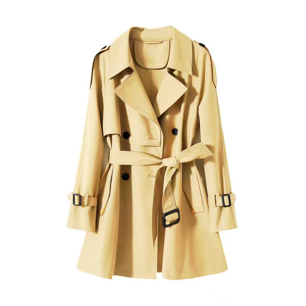 Orange Short Trench Coat for Women Elegant and Casual Style 2024 Spring New Model Three-Dimensional Silhouette Light