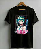 Kawaii Miku T-shirt Cute Vocal Anime Pattern Children’s Girls Casual Short Sleeved Top Women’s Men’s Women’s Cotton