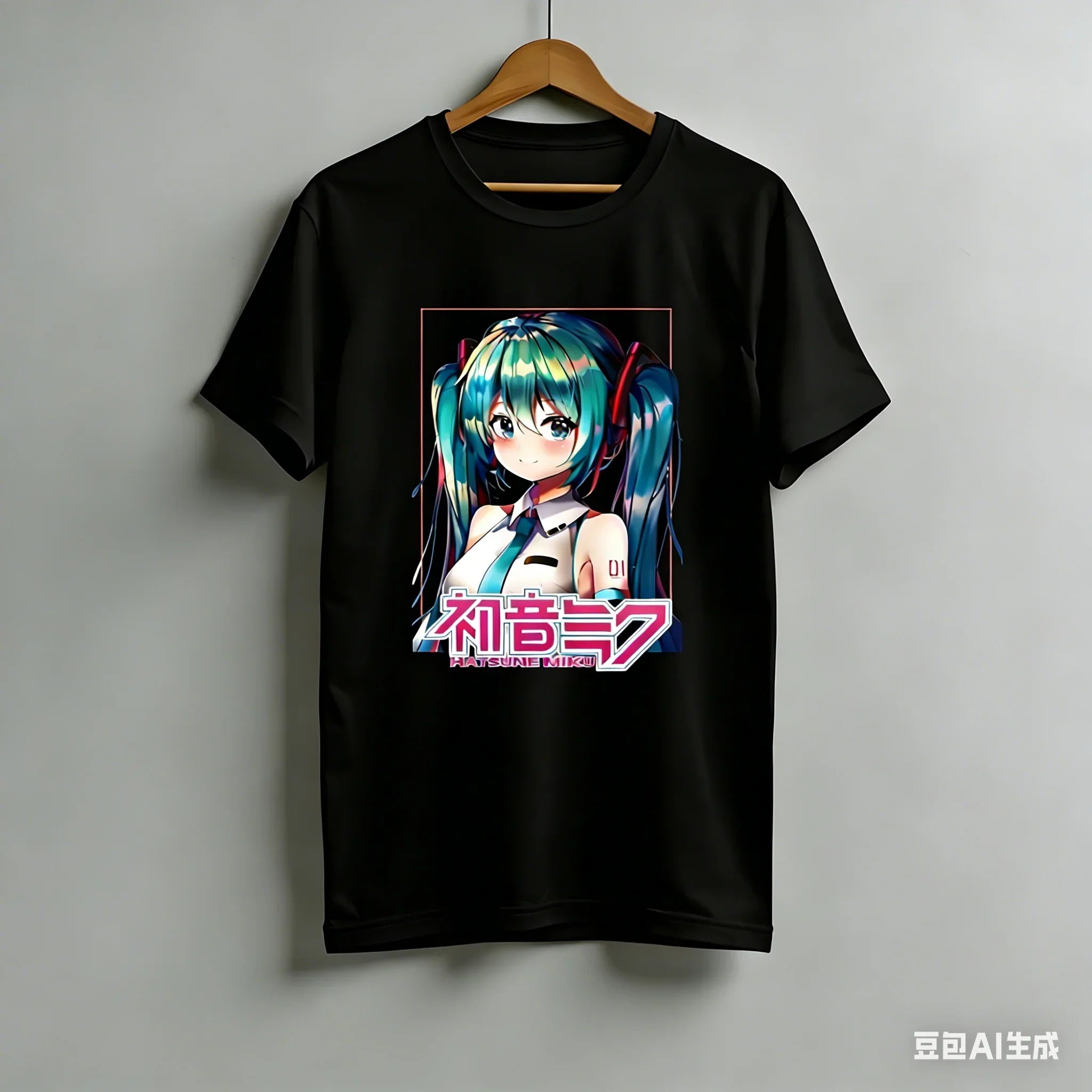 Kawaii Miku T-shirt Cute Vocal Anime Pattern Children’s Girls Casual Short Sleeved Top Women’s Men’s Women’s Cotton