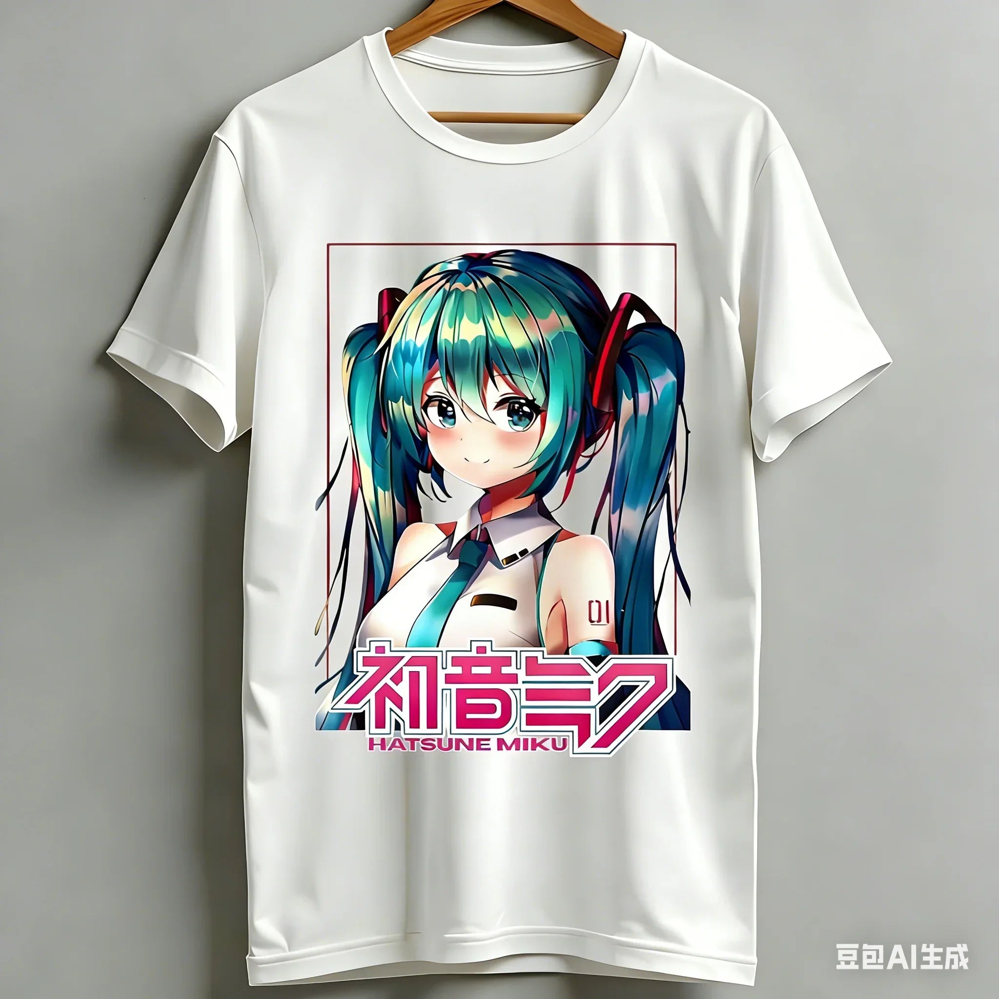 Kawaii Miku T-shirt Cute Vocal Anime Pattern Children’s Girls Casual Short Sleeved Top Women’s Men’s Women’s Cotton