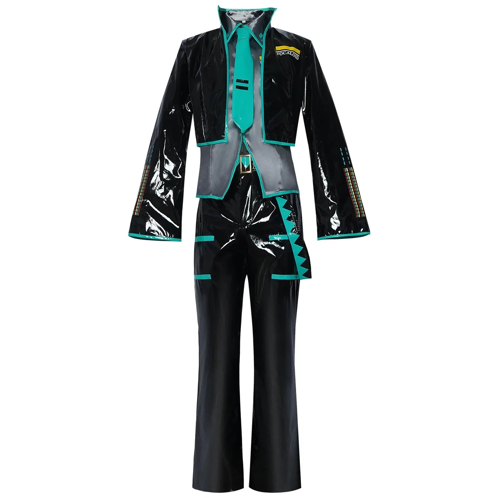 Mikuo Male Miku Cosplay Costume Uniform Wig Anime Clothes Black PU Leather Jacket Pants Fancy Halloween Party Outfit