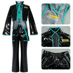 Mikuo Male Miku Cosplay Costume Uniform Wig Anime Clothes Black PU Leather Jacket Pants Fancy Halloween Party Outfit