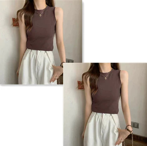 Modal Wide-Shoulder Slim Vest - kawaii-inspired outfit in pastel colors - 24906698
