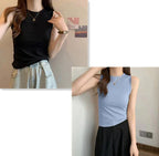 Modal Wide-Shoulder Slim Vest - kawaii-inspired outfit in pastel colors - 35004529