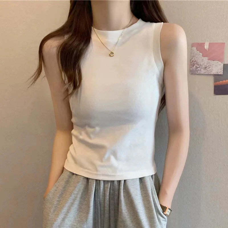 Modal Wide-Shoulder Slim Vest - kawaii-inspired outfit in pastel colors - 75464354