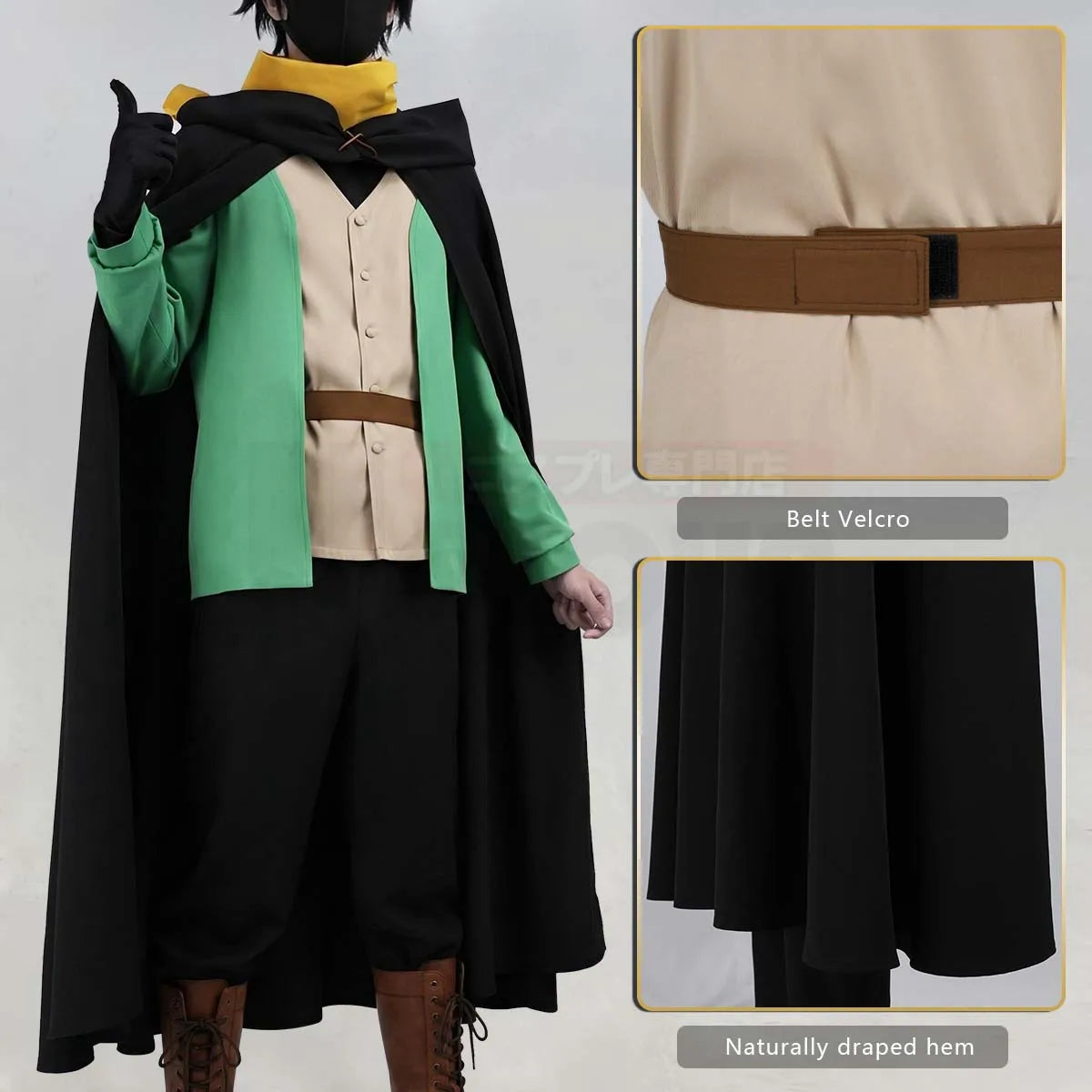 HOLOUN Zero Anime Natsuki Subaru Cosplay Costume Black Cloak Vest T-shirt Pants Scarf Glove