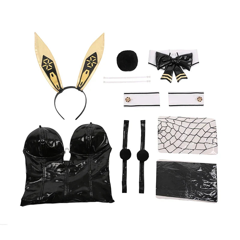 ROLECOS NIKKE Goddess of Victory Blanc Bunny Costume Noir Bunny Suit Women Sexy Cosplay Suit White and Black Jumpsuits