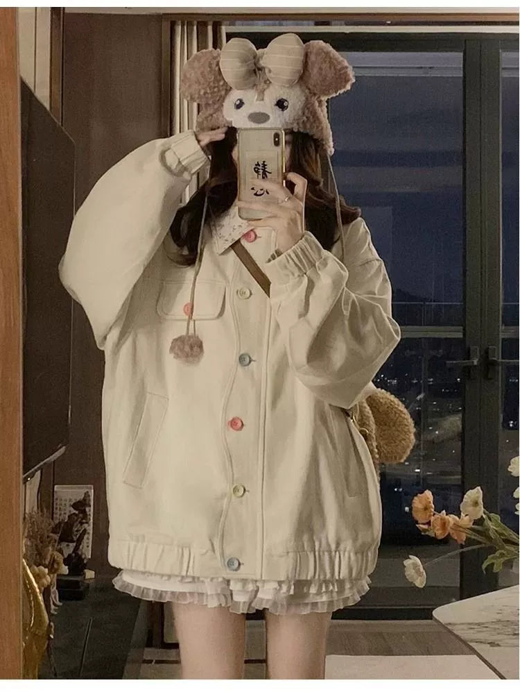 Dopamine Sweet Floral-Lapel Jacket - kawaii-inspired outfit in pastel colors - 45798191