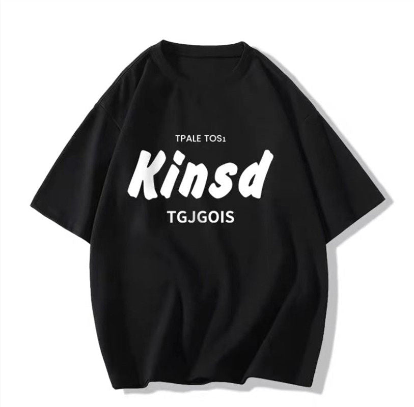 American Retro Oversized Letter Print T-Shirt - kawaii-inspired outfit in pastel colors - 59686835