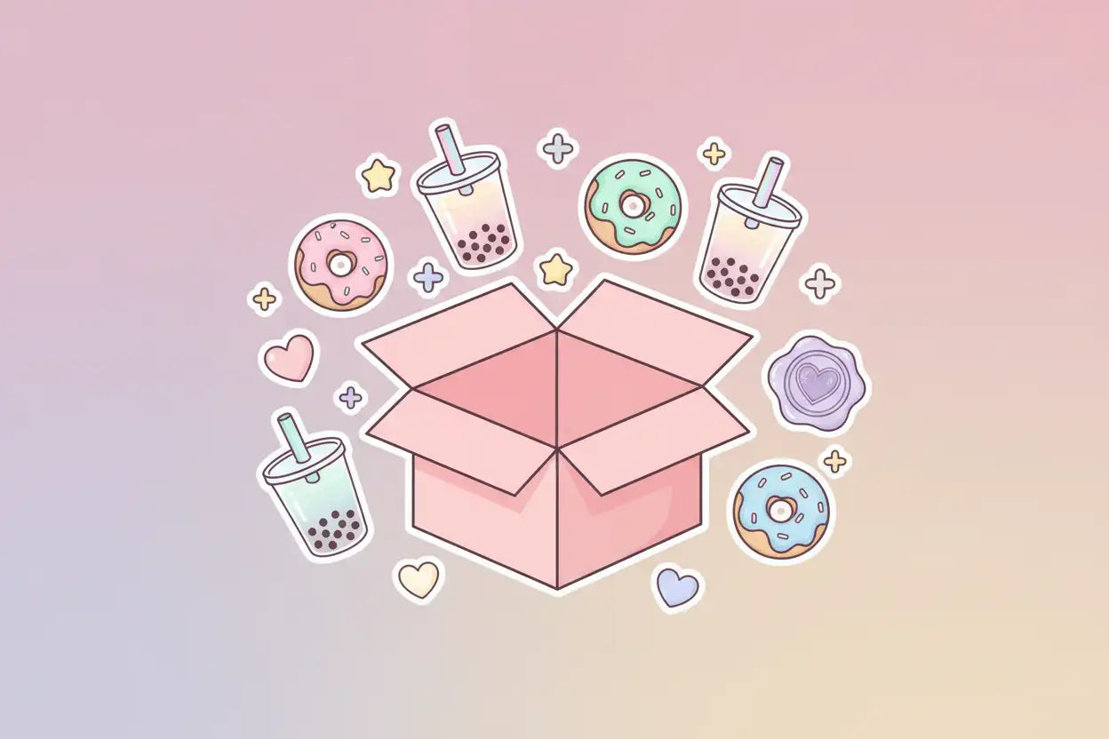 Open box showing kawaii items