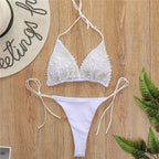 Pearl Bikini String Thong Swimsuit Kawaii Y2K Swimwear Trend Women Two Piece Bathing Suit Beachwear Bikinis Set