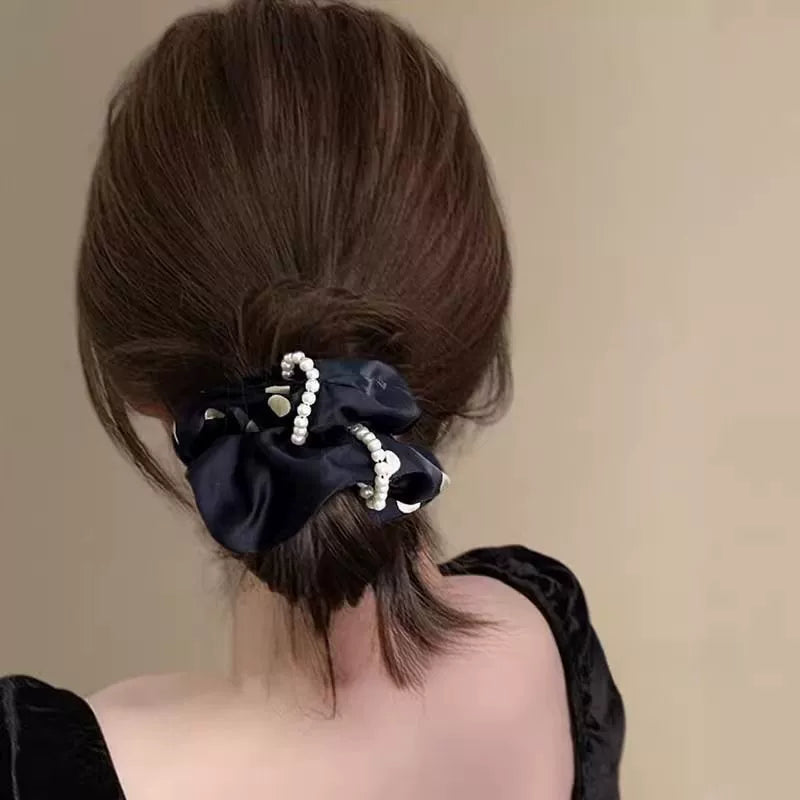 Pearl Soufflé Polka Dot Satin Scrunchie - kawaii-inspired outfit in pastel colors - 30065749