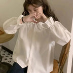 Vintage Women White Shirt Preppy Style Fashion Elegant Female Long Sleeve Blouse Y2K Sweet Kawaii All Match Shirts