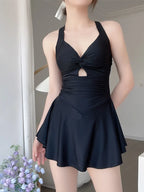 Women Hanging Neck Sweet Cute Swimwear Sexy One-piec Beach Wear Swim Suit Beach Dress Swimsuit High Waist Bathing Suit