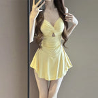 Women Hanging Neck Sweet Cute Swimwear Sexy One-piec Beach Wear Swim Suit Beach Dress Swimsuit High Waist Bathing Suit