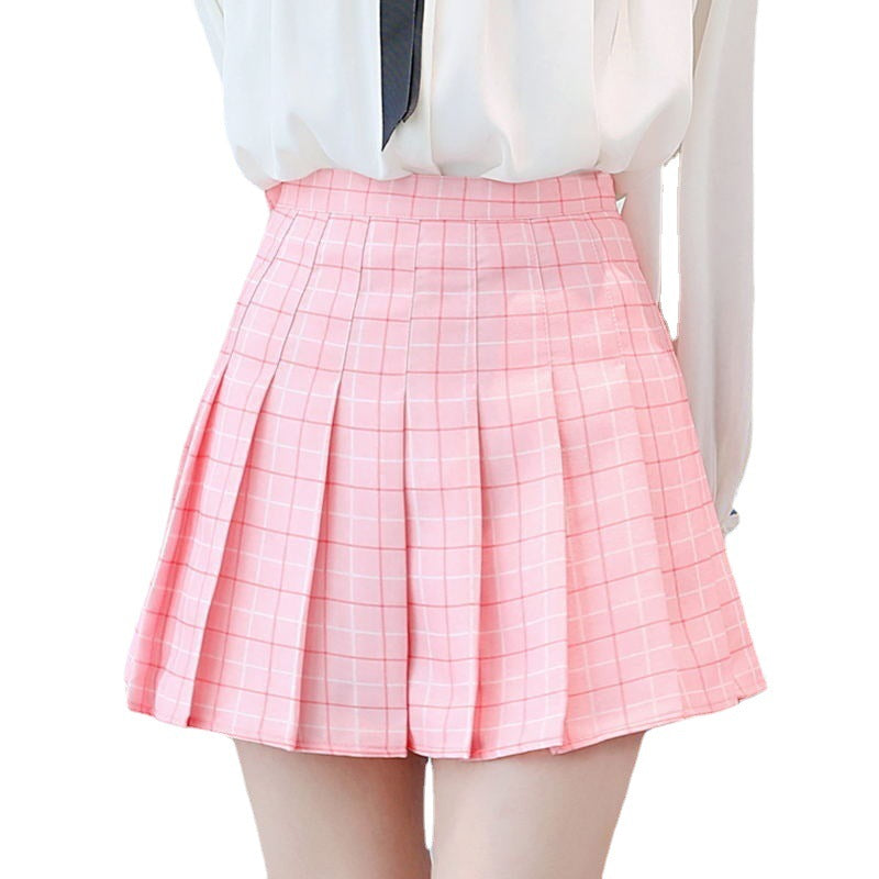 Pastel Plaid Pleated Mini Skirt - kawaii-inspired outfit in pastel colors - 36124551