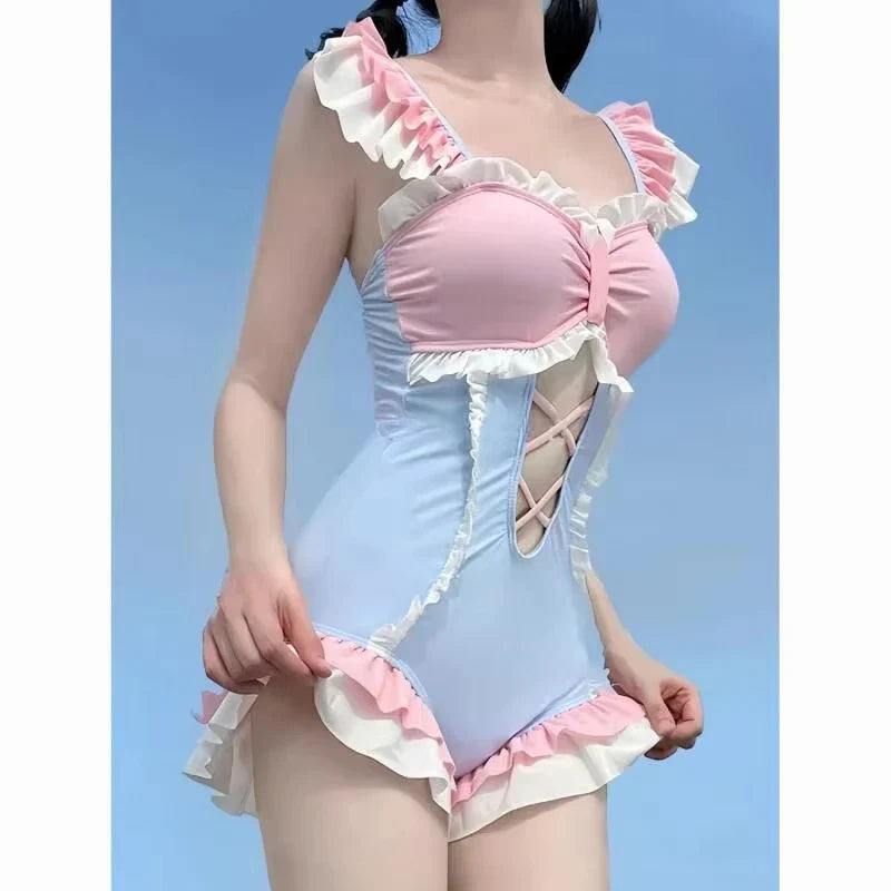 Cute Japanese Korean Women’s Swimsuit Cute Girls Swimwear Summer Beach Vocation Bathing Suit Fashion Sexy Slim Bikini