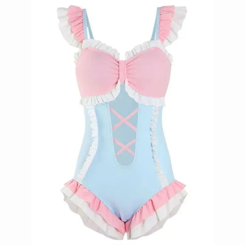 Cute Japanese Korean Women’s Swimsuit Cute Girls Swimwear Summer Beach Vocation Bathing Suit Fashion Sexy Slim Bikini