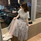 Dress Women’s Summer 2022 New Loose All-match Student Korean-style Slimming Fairy Super Fairy Mori Style Mesh Dress