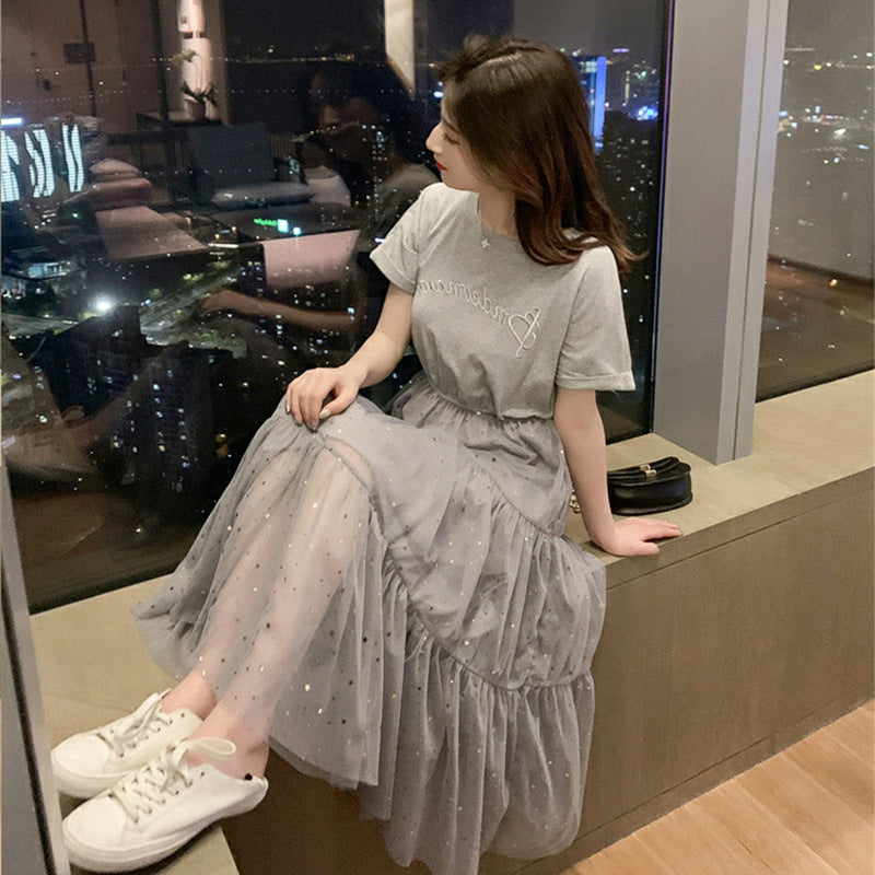 Dress Women’s Summer 2022 New Loose All-match Student Korean-style Slimming Fairy Super Fairy Mori Style Mesh Dress