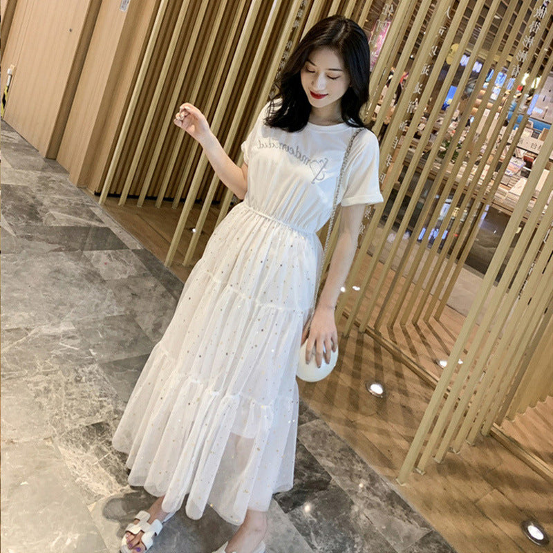 Dress Women’s Summer 2022 New Loose All-match Student Korean-style Slimming Fairy Super Fairy Mori Style Mesh Dress
