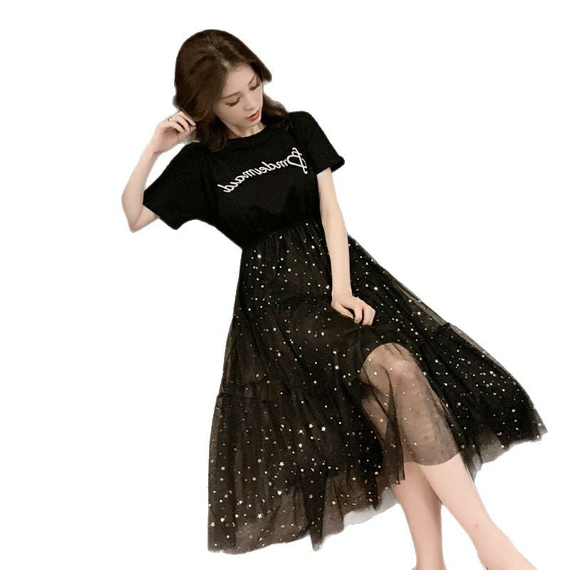 Dress Women’s Summer 2022 New Loose All-match Student Korean-style Slimming Fairy Super Fairy Mori Style Mesh Dress
