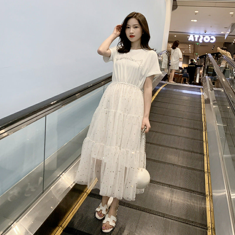 Dress Women’s Summer 2022 New Loose All-match Student Korean-style Slimming Fairy Super Fairy Mori Style Mesh Dress