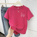 Simple Cute Rabbit Short-Sleeve Tee - kawaii-inspired outfit in pastel colors - 37337939
