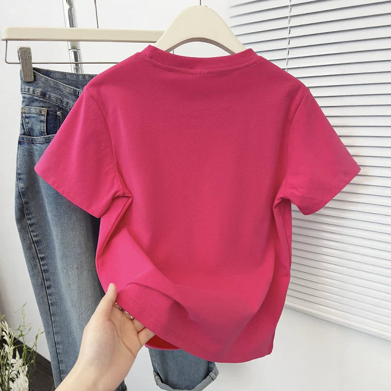 Simple Cute Rabbit Short-Sleeve Tee - kawaii-inspired outfit in pastel colors - 62934019
