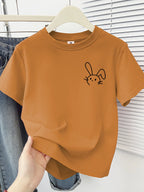 Simple Cute Rabbit Short-Sleeve Tee - kawaii-inspired outfit in pastel colors - 654642