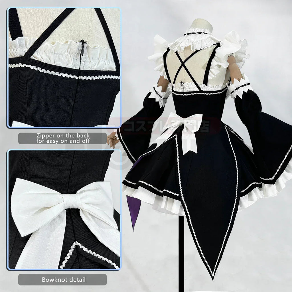 HOLOUN Zero Anime Rem Cosplay Costume Wig Lolita Maid Dress Black White Halloween Christmas