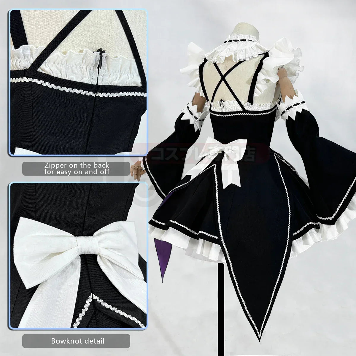 HOLOUN Zero Anime Rem Cosplay Costume Wig Lolita Maid Dress Black White Halloween Christmas