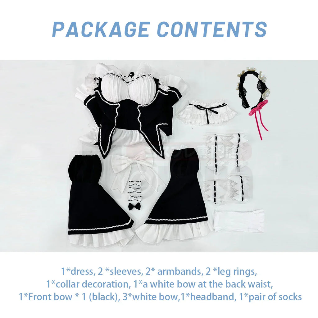 HOLOUN Zero Anime Rem Cosplay Costume Wig Lolita Maid Dress Black White Halloween Christmas