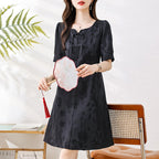 New Chinese Style National Style Simple Lady Dress 2025 Summer New Style French Style Retro Modified Cheongsam