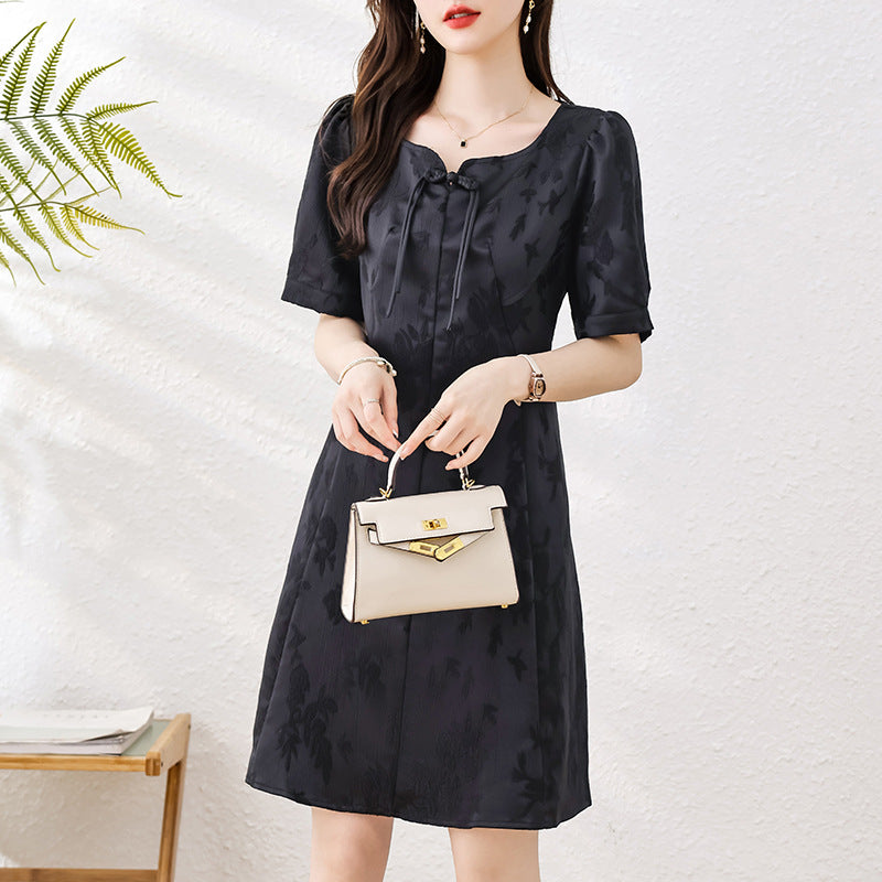 New Chinese Style National Style Simple Lady Dress 2025 Summer New Style French Style Retro Modified Cheongsam