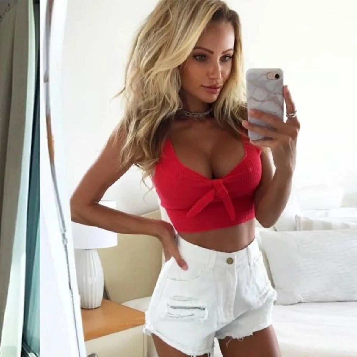 Ribbed Bow Crop Top Sleeveless Camisole
