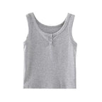 Ribbed Button Front Tank Top - Tank Top