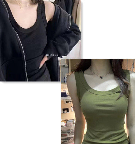 Modal Ribbed Scoop Neck Camisole Top - kawaii-inspired outfit in pastel colors - 76540792