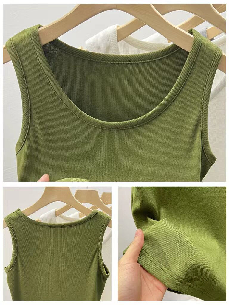 Modal Ribbed Scoop Neck Camisole Top - kawaii-inspired outfit in pastel colors - 70592440