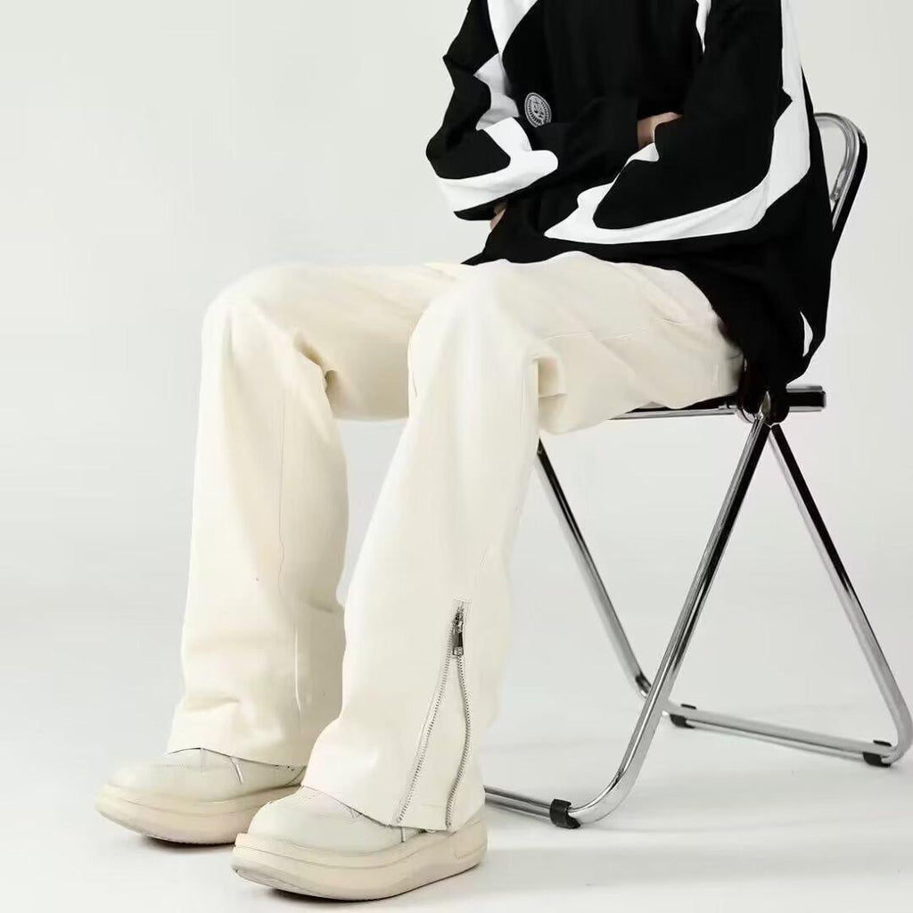 American Style Vibe Style Pants High Street Trendy Ins Black Ripped Jeans Men’s Summer Thin Zipper Split Pants