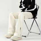 American Style Vibe Style Pants High Street Trendy Ins Black Ripped Jeans Men’s Summer Thin Zipper Split Pants