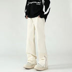 American Style Vibe Style Pants High Street Trendy Ins Black Ripped Jeans Men’s Summer Thin Zipper Split Pants - White