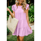 Ruffle Sleeve Tiered Soft Girl Dress - kawaii-inspired outfit in pastel colors - 67039080