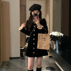 French-Style Hepburn-Inspired Black Dress with Ruffles for Women Early Autumn 2025 New Elegant Waist-Cinching Short