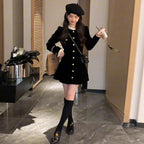 French-Style Hepburn-Inspired Black Dress with Ruffles for Women Early Autumn 2025 New Elegant Waist-Cinching Short