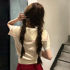 Korean Collegiate Sailor-Neck Knit Top - kawaii-inspired outfit in pastel colors - 16982230