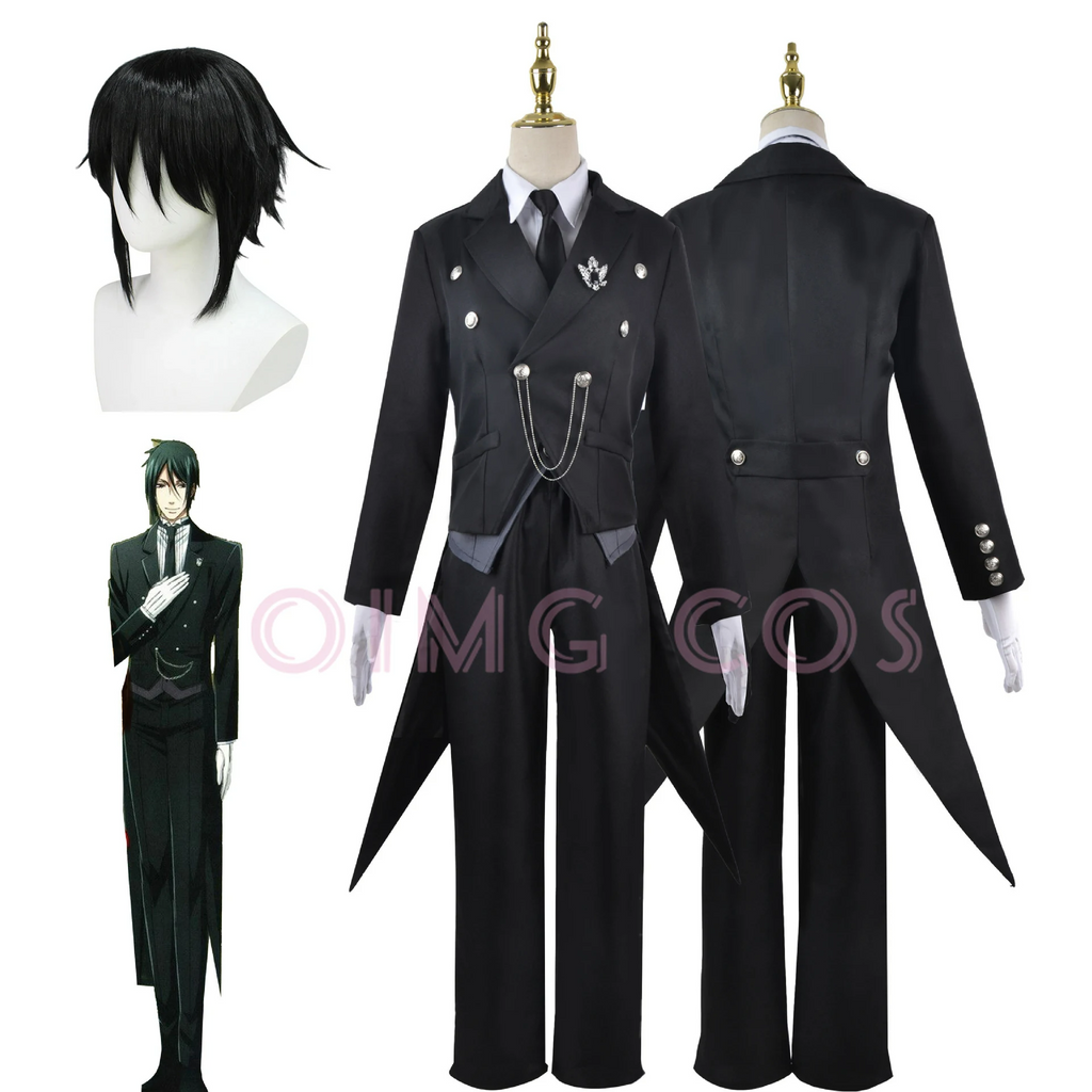 Sebastian Michaelis Cosplay Costume Black Butler Adult Carnival Uniform Wig Anime Halloween Party Costumes Masquerade